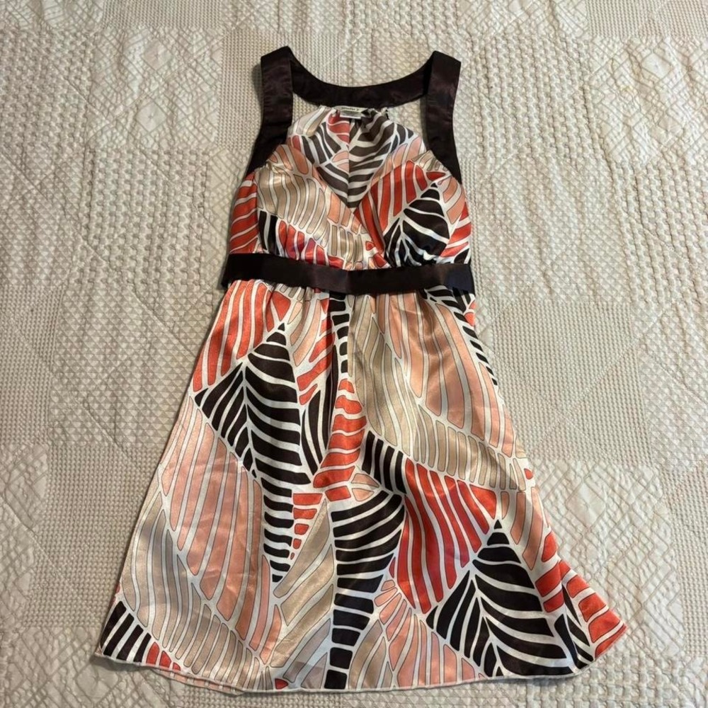 Y2K Dtudio Y Brown and Orange Abstract Tie Back Blouse